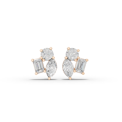 9.00 CT Round, Marquise & Emerald Lab Diamond Stud Earrings