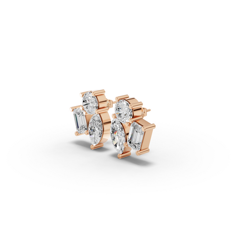 9.00 CT Round, Marquise & Emerald Lab Diamond Stud Earrings