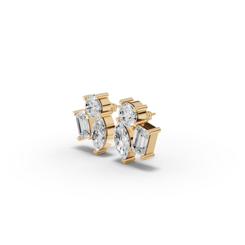 9.00 CT Round, Marquise & Emerald Lab Diamond Stud Earrings