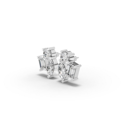9.00 CT Round, Marquise & Emerald Lab Diamond Stud Earrings