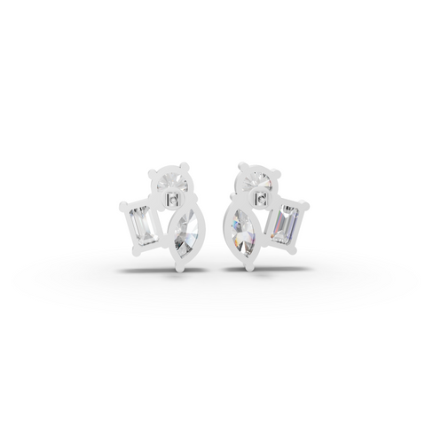 9.00 CT Round, Marquise & Emerald Lab Diamond Stud Earrings