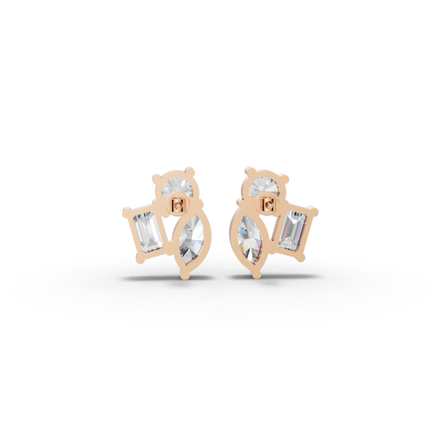 9.00 CT Round, Marquise & Emerald Lab Diamond Stud Earrings