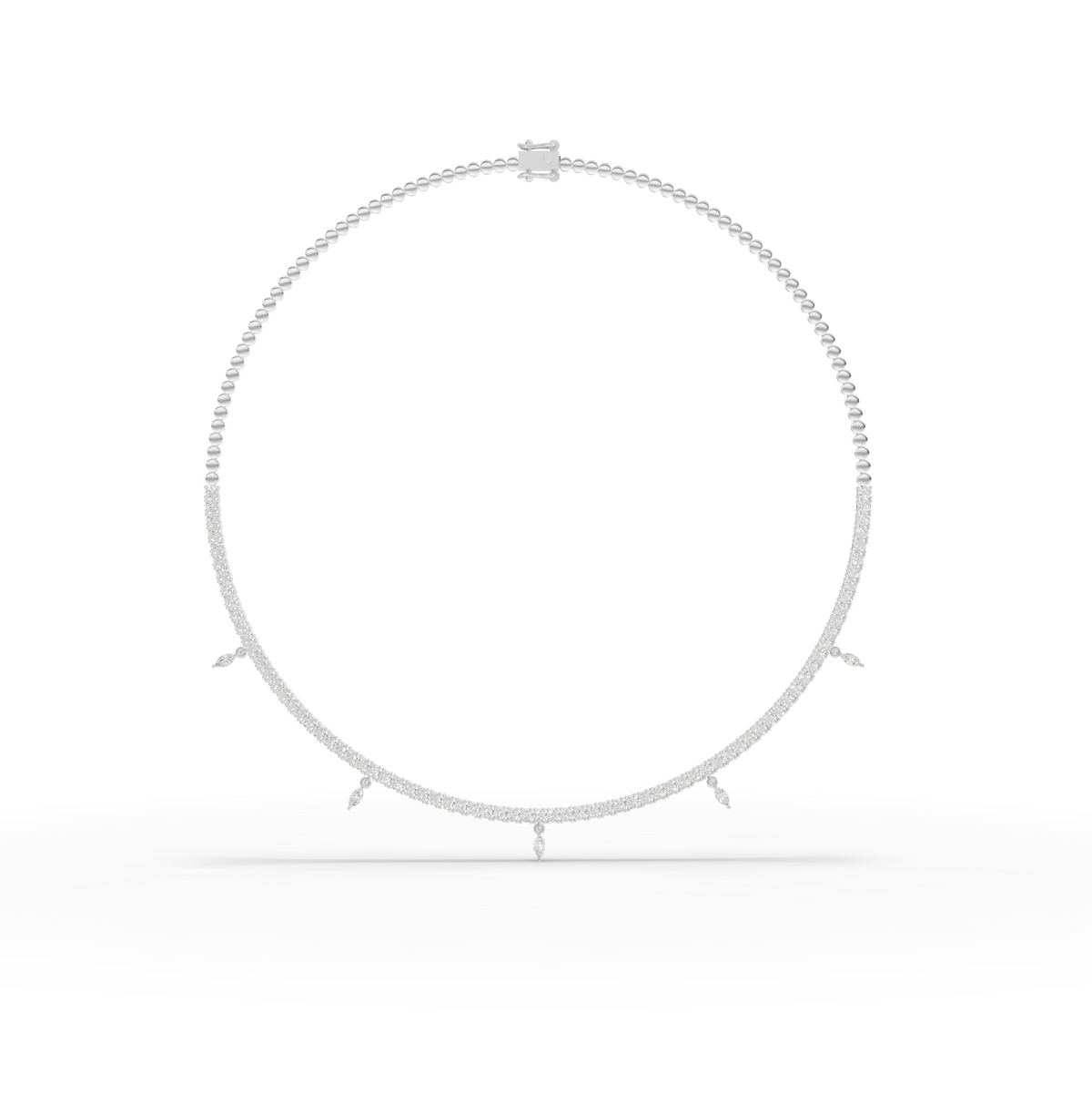 3.55 CT Marquise Drop Lab Grown Diamond Tennis Necklace
