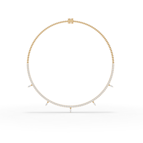3.55 CT Marquise Drop Lab Grown Diamond Tennis Necklace