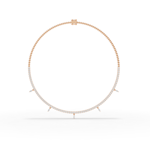 3.55 CT Marquise Drop Lab Grown Diamond Tennis Necklace