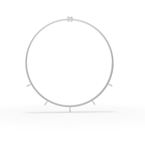 3.55 CT Marquise Drop Lab Grown Diamond Tennis Necklace