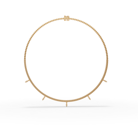3.55 CT Marquise Drop Lab Grown Diamond Tennis Necklace