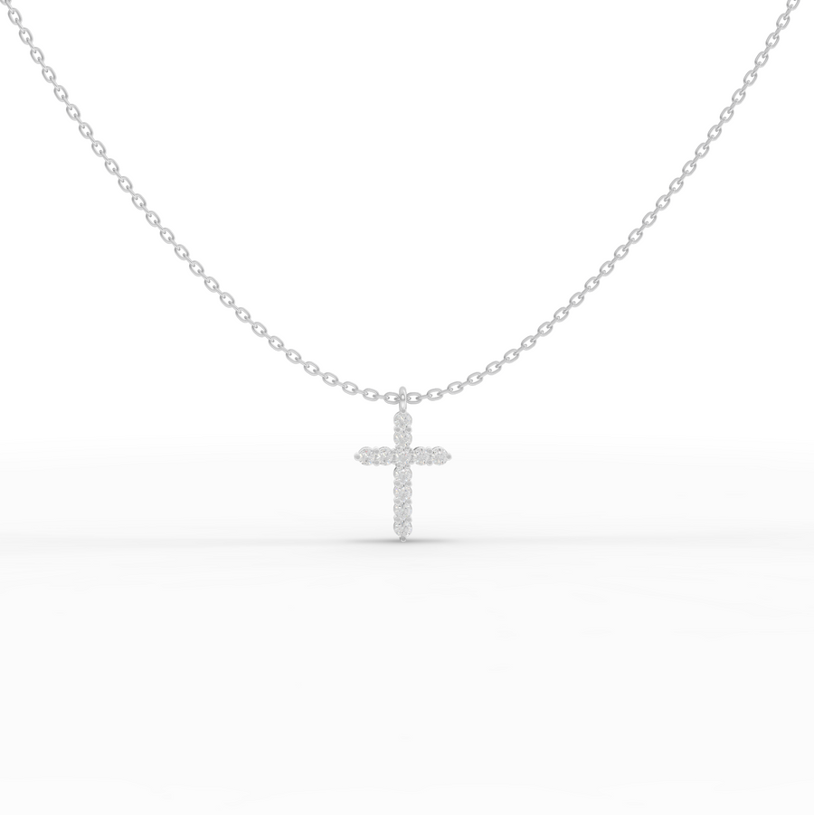 0.44 Ct Round Lab Grown Diamond Cross Pendant Necklace