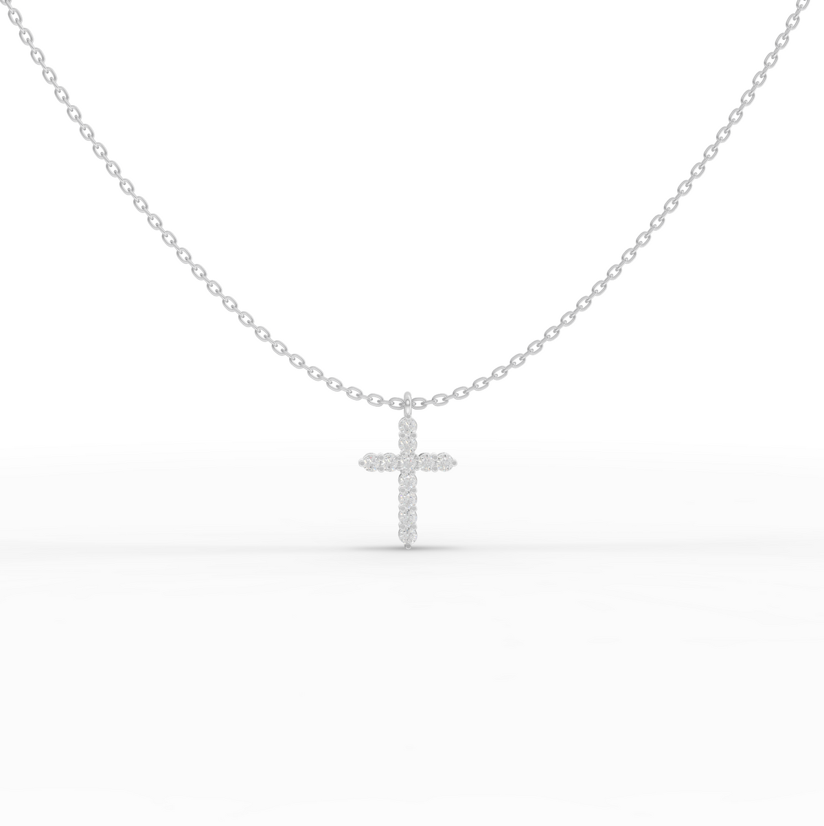 0.44 Ct Round Lab Grown Diamond Cross Pendant Necklace