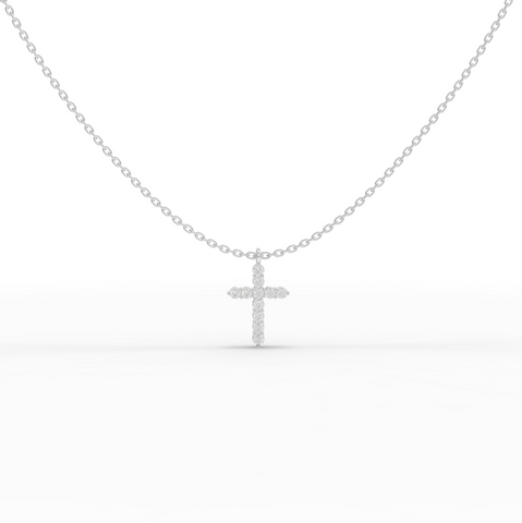 0.44 Ct Round Lab Grown Diamond Cross Pendant Necklace