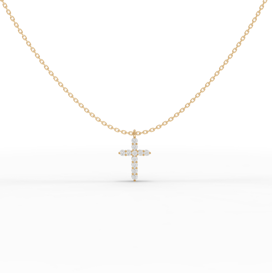 0.44 Ct Round Lab Grown Diamond Cross Pendant Necklace