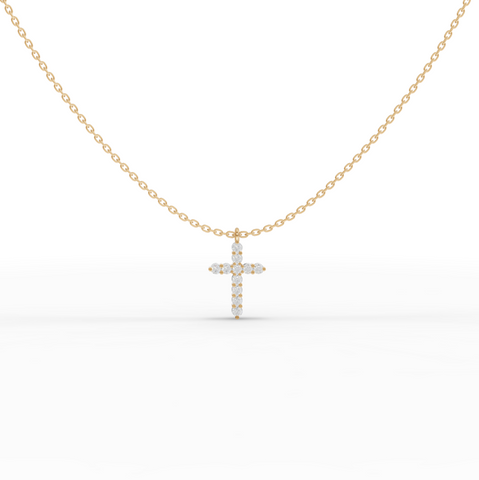 0.44 Ct Round Lab Grown Diamond Cross Pendant Necklace