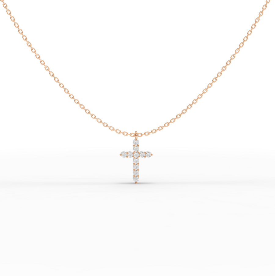0.44 Ct Round Lab Grown Diamond Cross Pendant Necklace