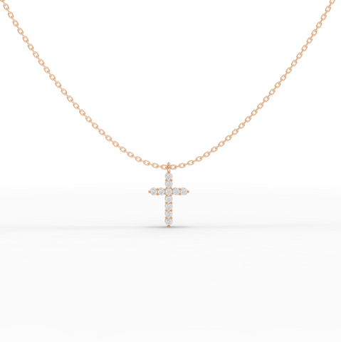 0.44 Ct Round Lab Grown Diamond Cross Pendant Necklace