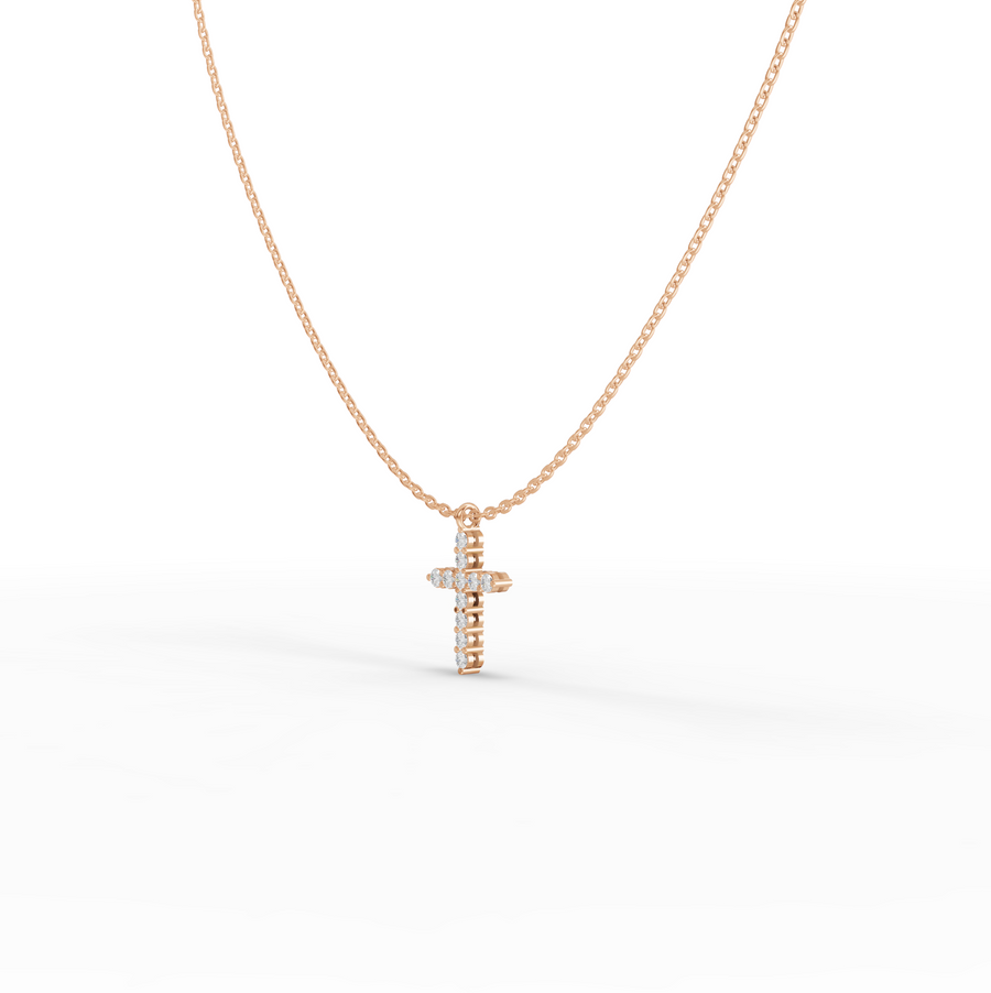 0.44 Ct Round Lab Grown Diamond Cross Pendant Necklace