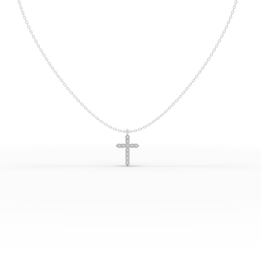 0.44 Ct Round Lab Grown Diamond Cross Pendant Necklace