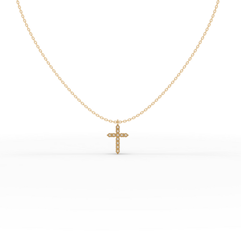 0.44 Ct Round Lab Grown Diamond Cross Pendant Necklace
