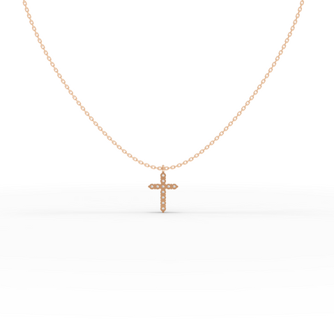 0.44 Ct Round Lab Grown Diamond Cross Pendant Necklace