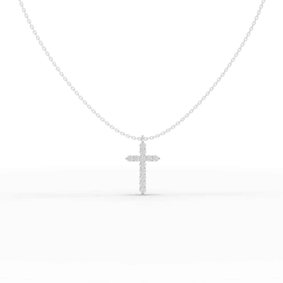 0.99 CT Classic Round Lab Grown Diamond Cross Necklace