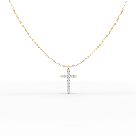 0.99 CT Classic Round Lab Grown Diamond Cross Necklace