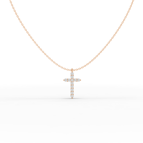 0.99 CT Classic Round Lab Grown Diamond Cross Necklace