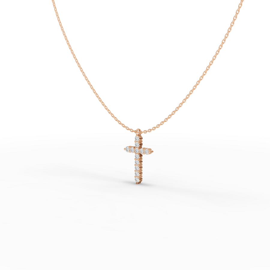 0.99 CT Classic Round Lab Grown Diamond Cross Necklace