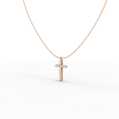 0.99 CT Classic Round Lab Grown Diamond Cross Necklace