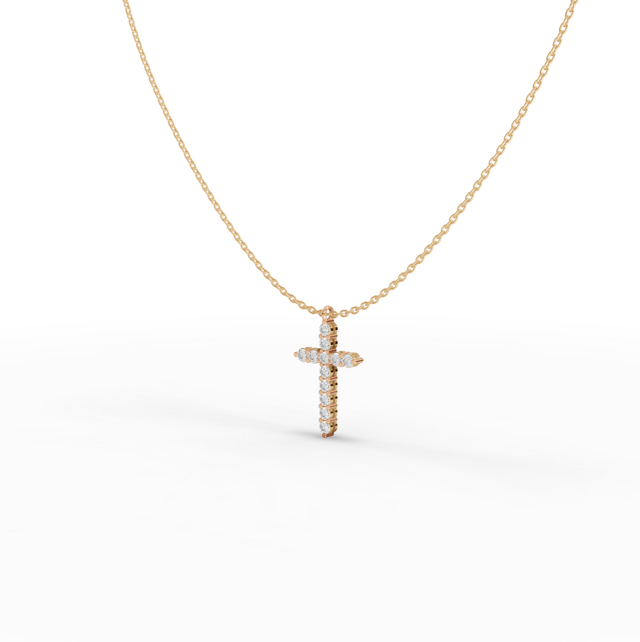 0.99 CT Classic Round Lab Grown Diamond Cross Necklace