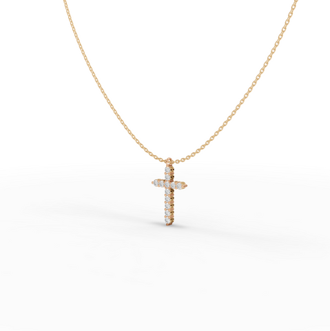 0.99 CT Classic Round Lab Grown Diamond Cross Necklace
