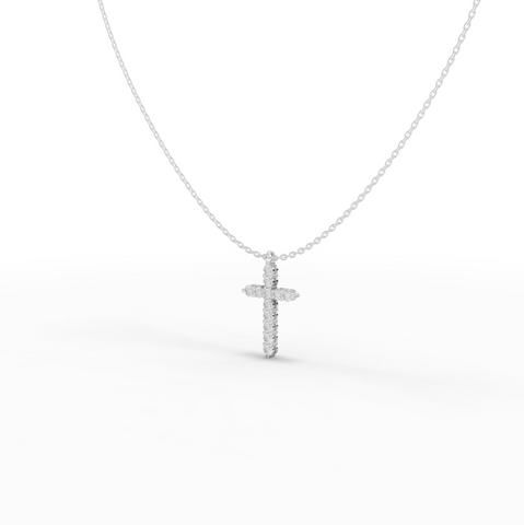 0.99 CT Classic Round Lab Grown Diamond Cross Necklace