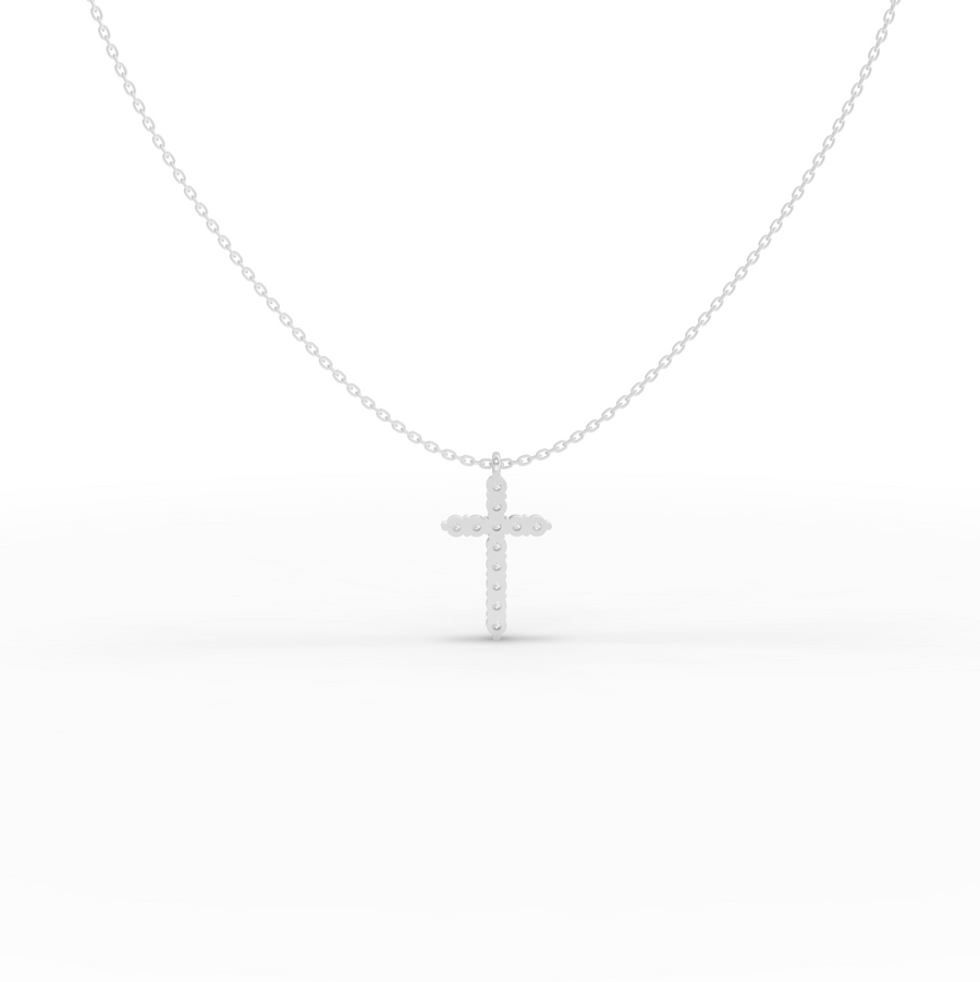 0.99 CT Classic Round Lab Grown Diamond Cross Necklace
