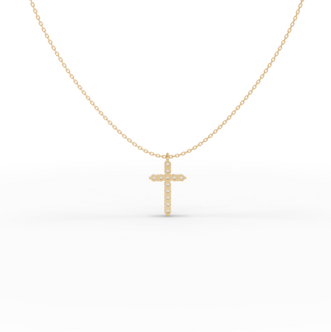 0.99 CT Classic Round Lab Grown Diamond Cross Necklace