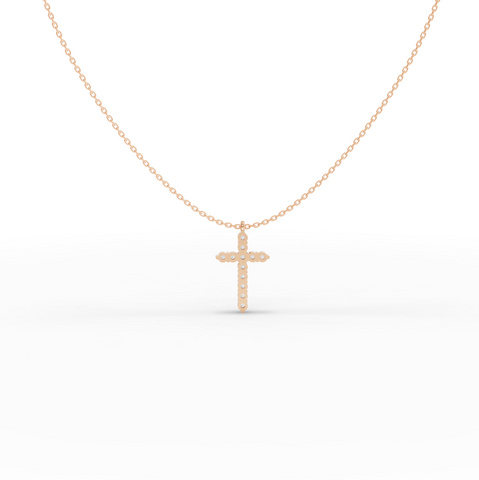 0.99 CT Classic Round Lab Grown Diamond Cross Necklace