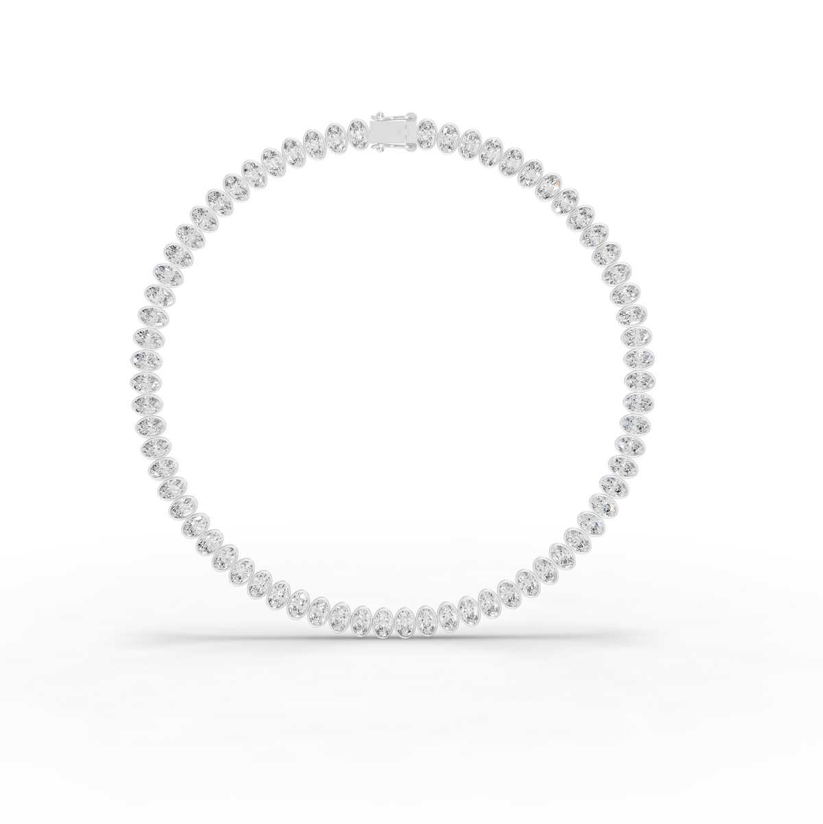 68.00 CT Oval Bezel Lab Grown Diamond Tennis Necklace