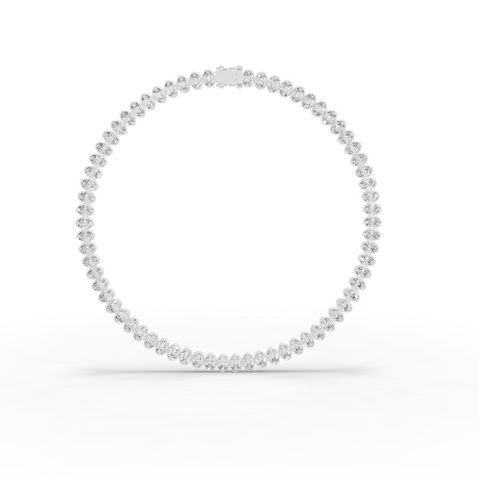 68.00 CT Oval Bezel Lab Grown Diamond Tennis Necklace