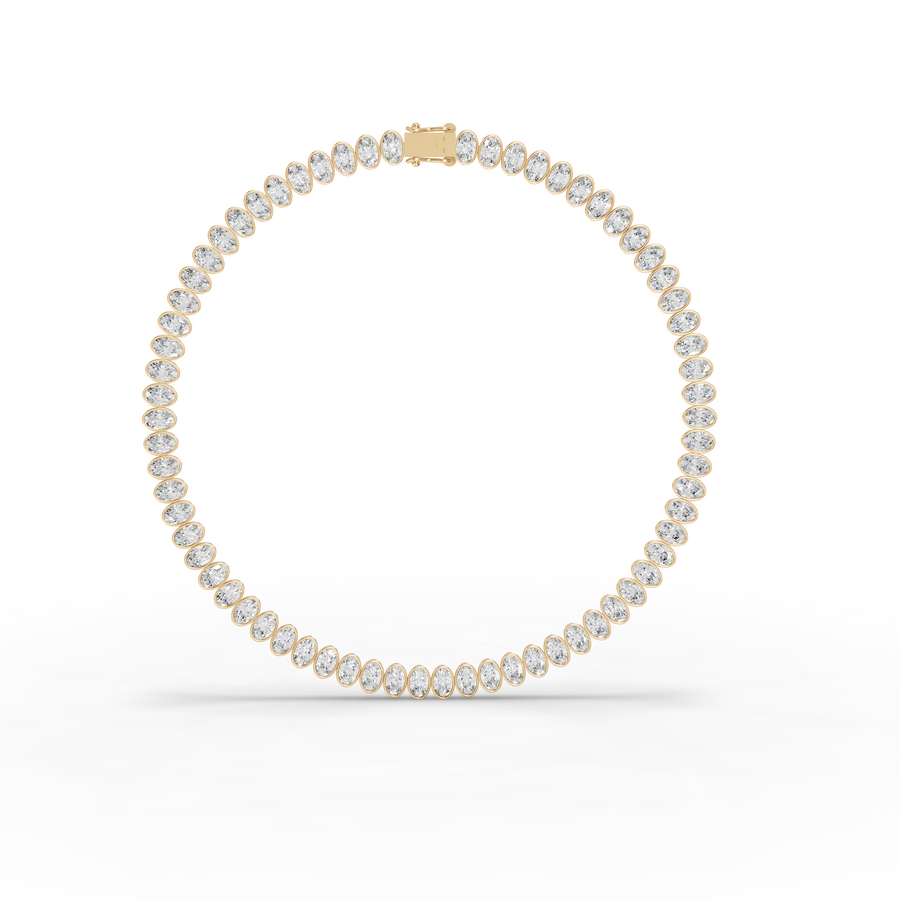 68.00 CT Oval Bezel Lab Grown Diamond Tennis Necklace