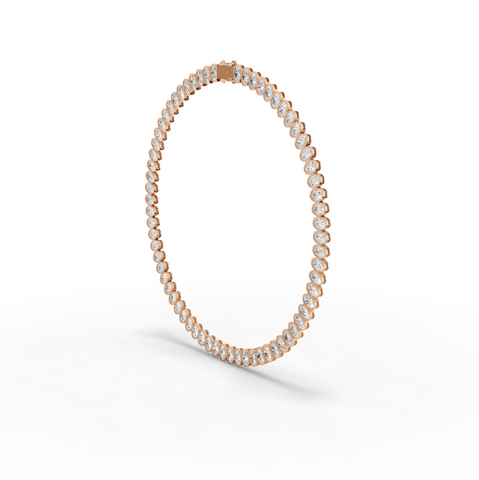 68.00 CT Oval Bezel Lab Grown Diamond Tennis Necklace