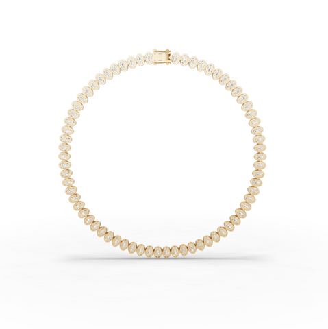 68.00 CT Oval Bezel Lab Grown Diamond Tennis Necklace