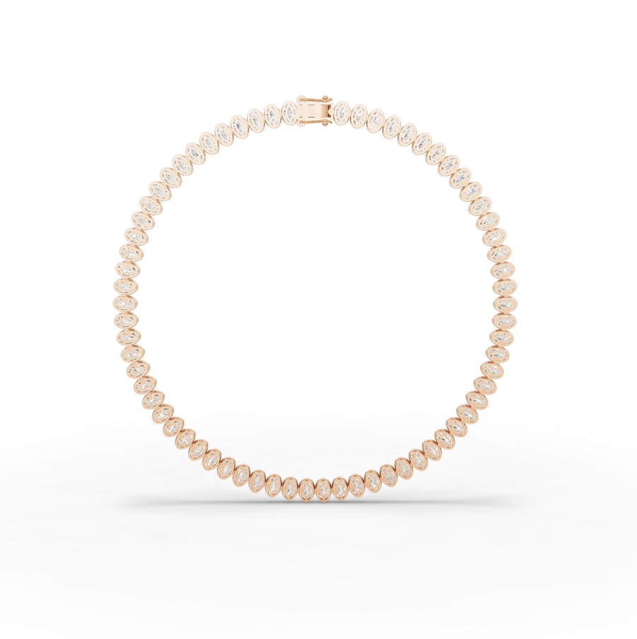 68.00 CT Oval Bezel Lab Grown Diamond Tennis Necklace