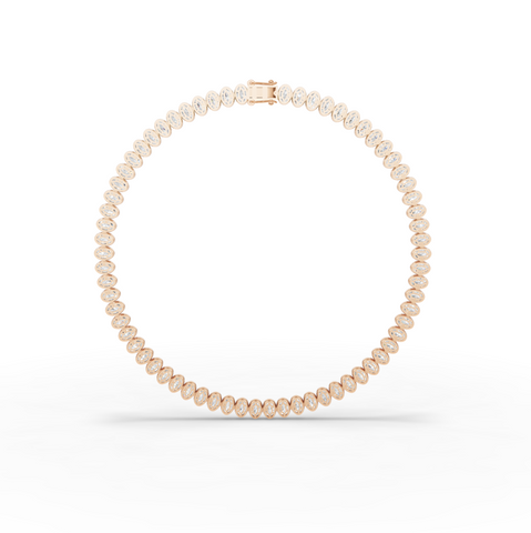 68.00 CT Oval Bezel Lab Grown Diamond Tennis Necklace
