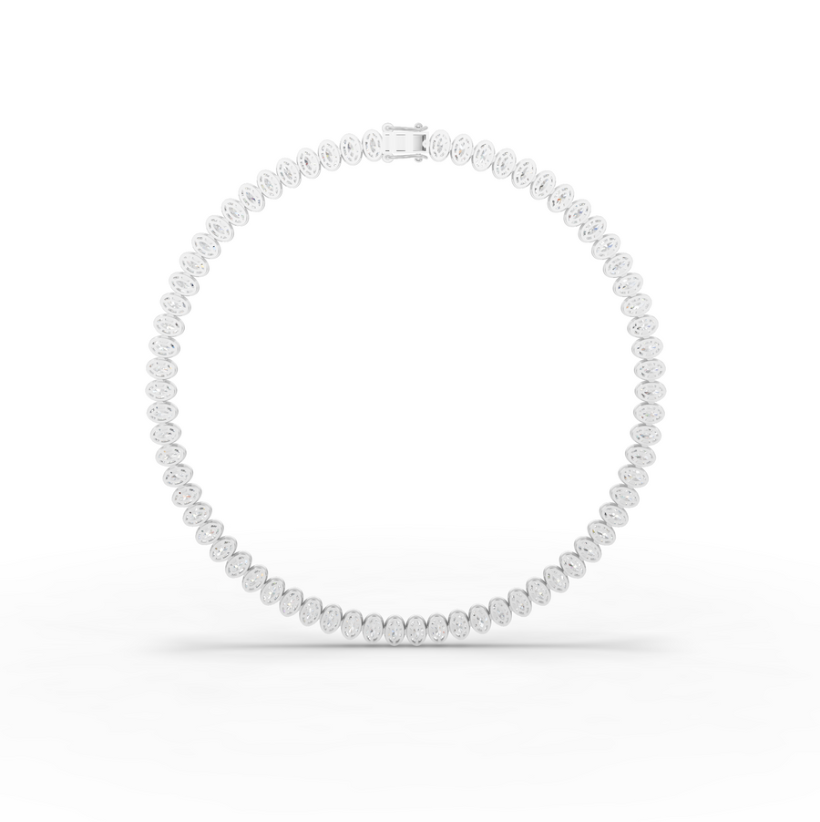 68.00 CT Oval Bezel Lab Grown Diamond Tennis Necklace