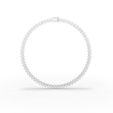 68.00 CT Oval Bezel Lab Grown Diamond Tennis Necklace
