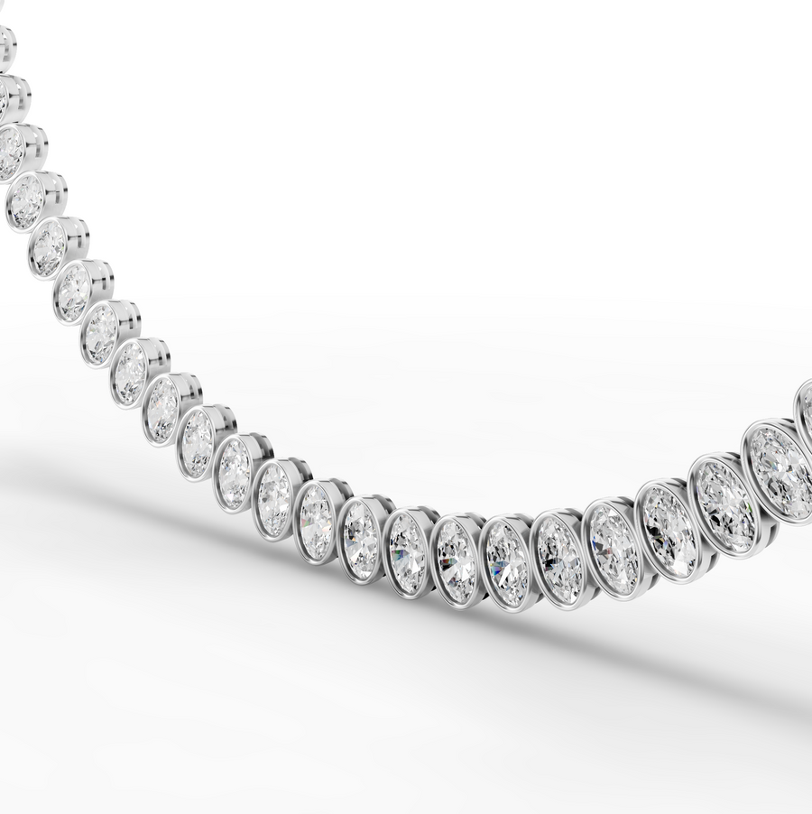 68.00 CT Oval Bezel Lab Grown Diamond Tennis Necklace