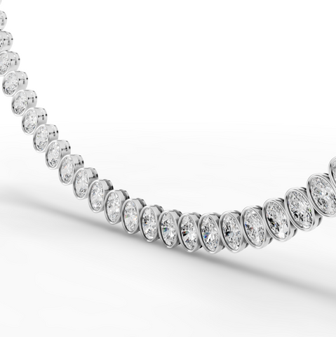 68.00 CT Oval Bezel Lab Grown Diamond Tennis Necklace