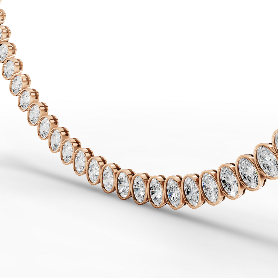 68.00 CT Oval Bezel Lab Grown Diamond Tennis Necklace