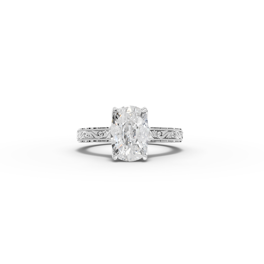 2.505 CT Cushion Lab Grown Diamond Cathedral Engagement Ring