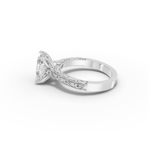 2.505 CT Cushion Lab Grown Diamond Cathedral Engagement Ring