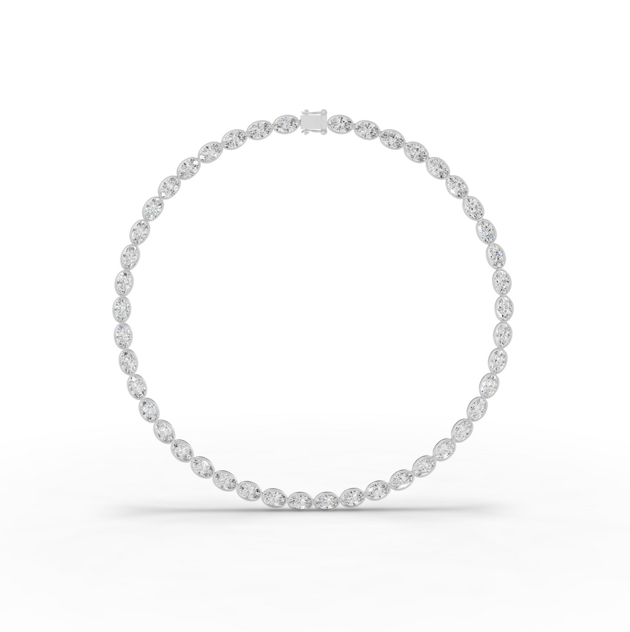 44.00 CT East-West Oval Bezel Lab Grown Diamond Tennis Necklace
