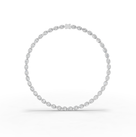 44.00 CT East-West Oval Bezel Lab Grown Diamond Tennis Necklace
