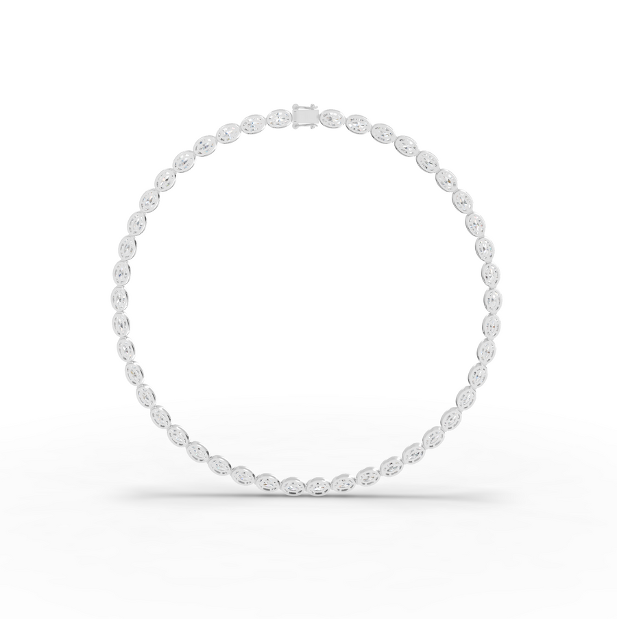 44.00 CT East-West Oval Bezel Lab Grown Diamond Tennis Necklace